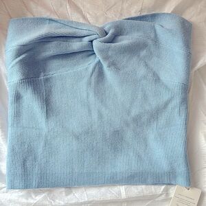 Twist Knot Sweater Strapless Ribbed Top